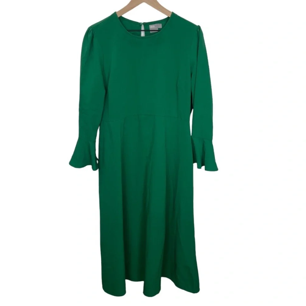 ASOS Long Sleeve Maxi Dress Green Size 12 - Picture 1 of 6